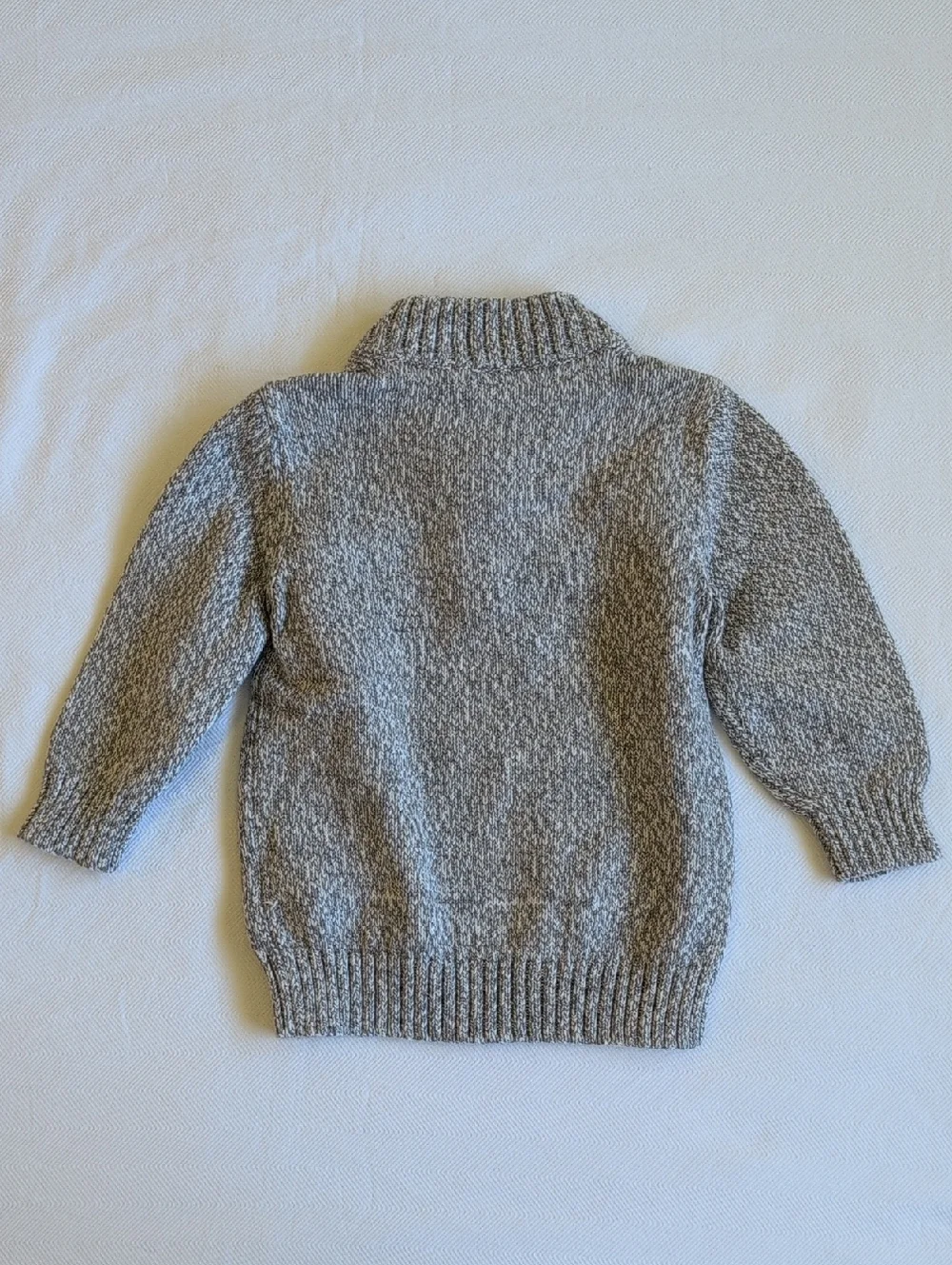 carter's cotton knit popover zip sweater gray marl 12 months baby - Picture 7 of 7